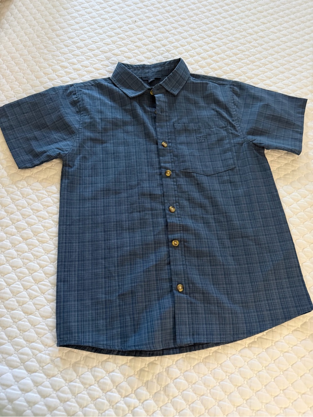 Tahari Boys' Short-Sleeve Plaid Button-Down Shirt in Blue